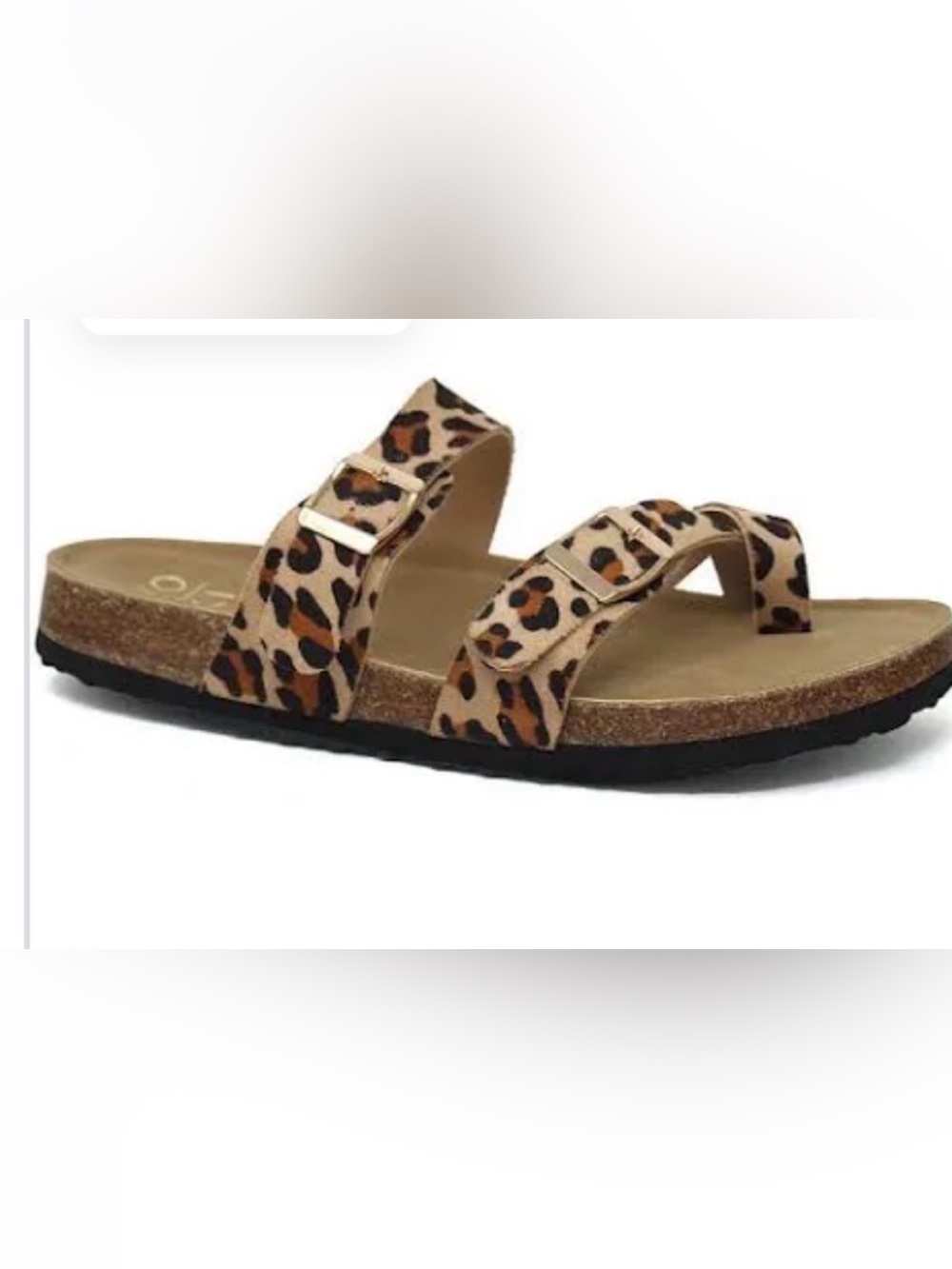NWB mountain sole Women's Leopard Print Double-Strap Sandals - Tan/Black sz10